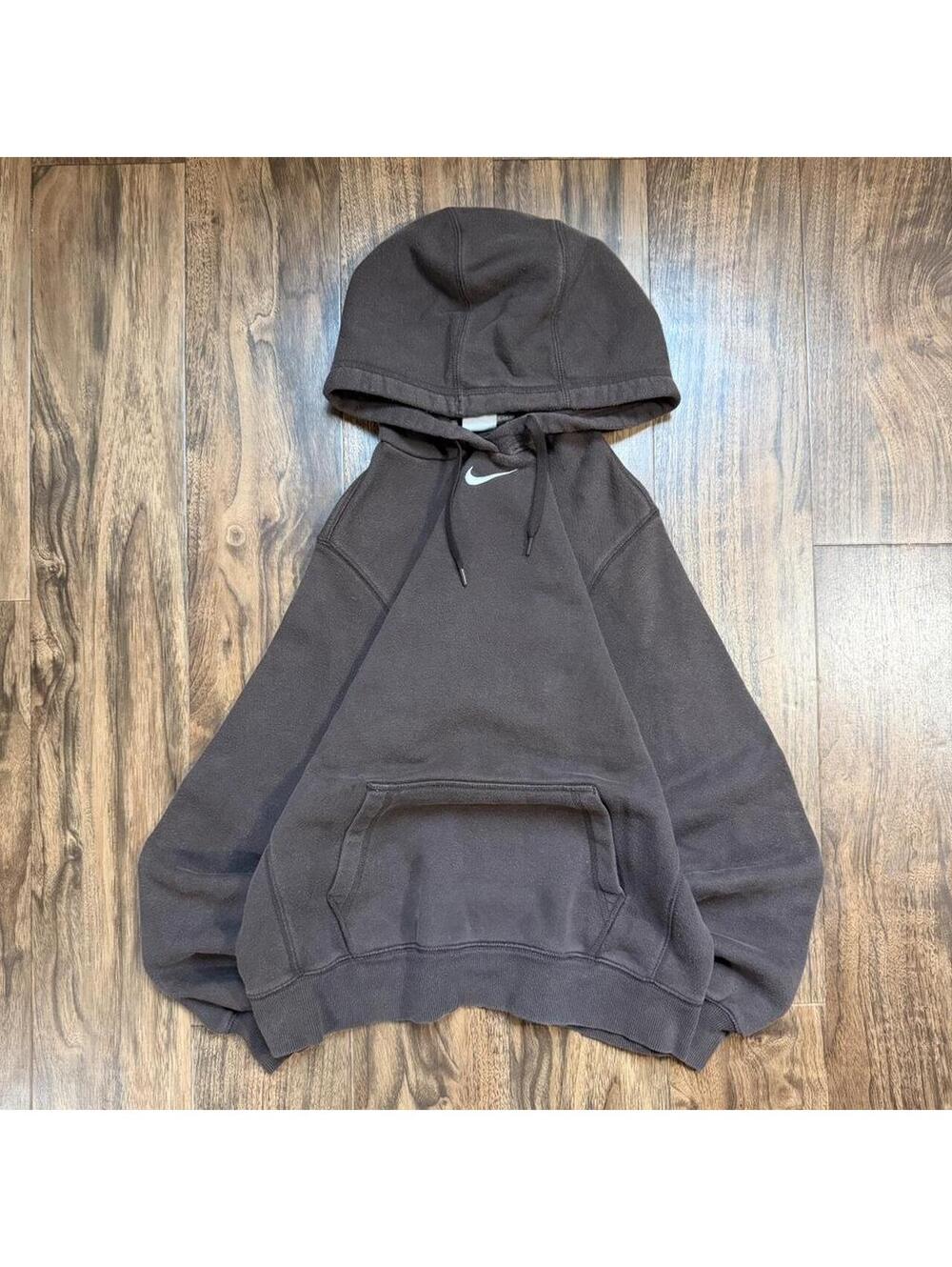 Vintage Y2K Nike Center Swoosh  Chocolate Brown Hoodie Travis Scott Size Large